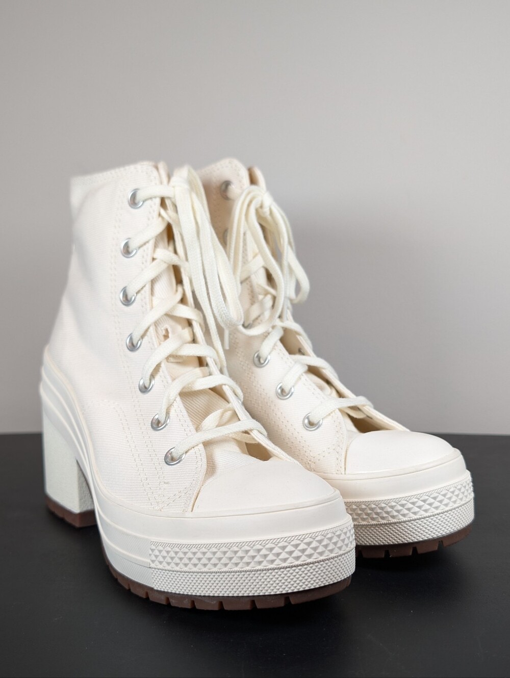 Converse Chuck 70 De Luxe Heel High Top Platform Sneakers Egret White Womens 7.5